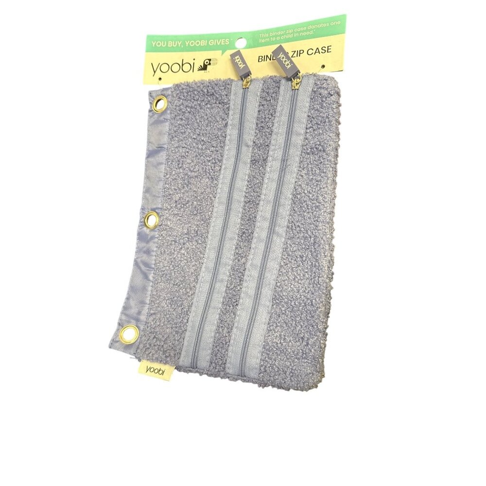 Yoobi Blue Sherpa Binder Zip Case With 3-Ring Grommets & Dual Zippered Compartme - Picture 2 of 5